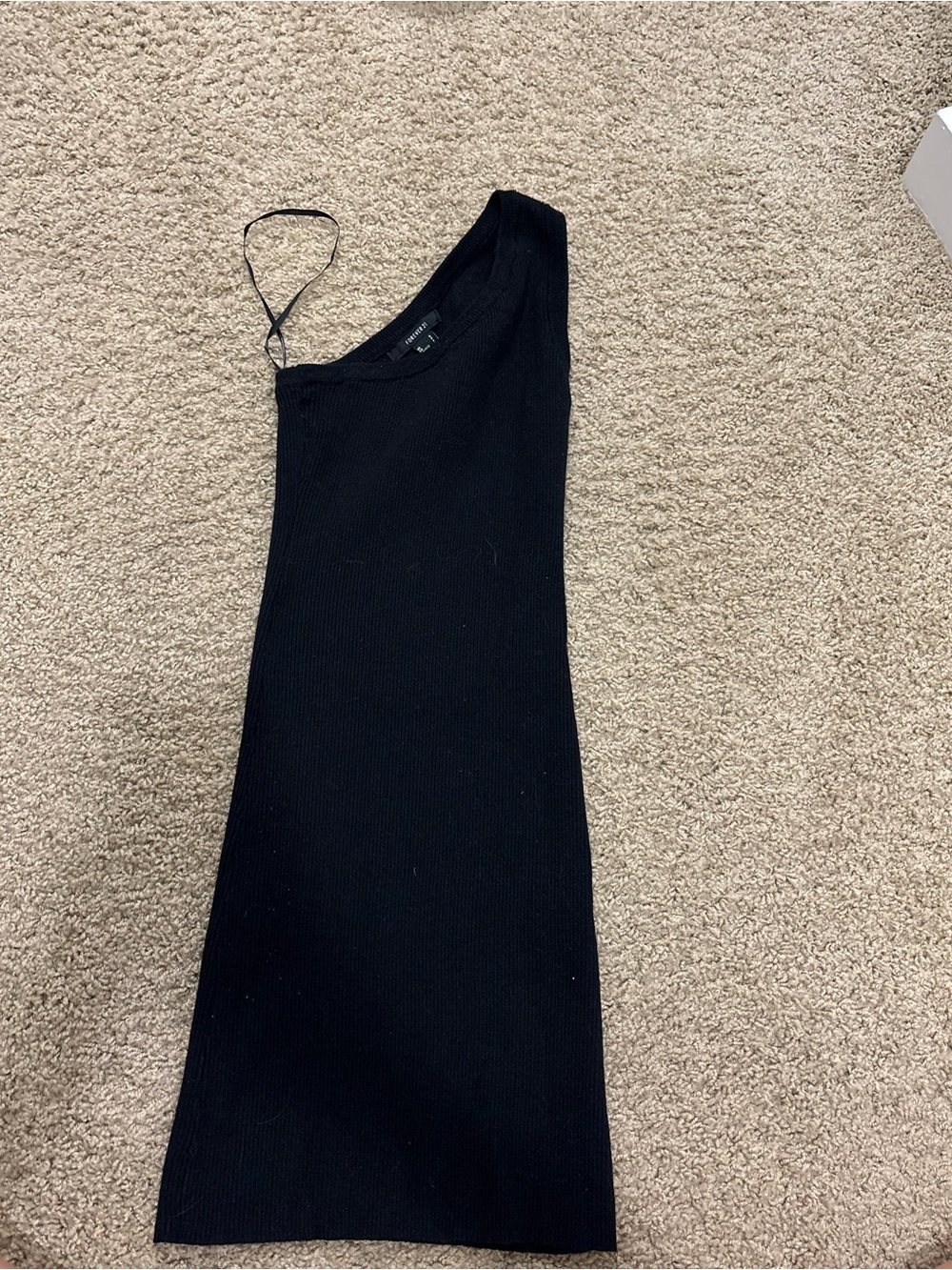 Forever 21 One-Shoulder Black Ribbed Dress